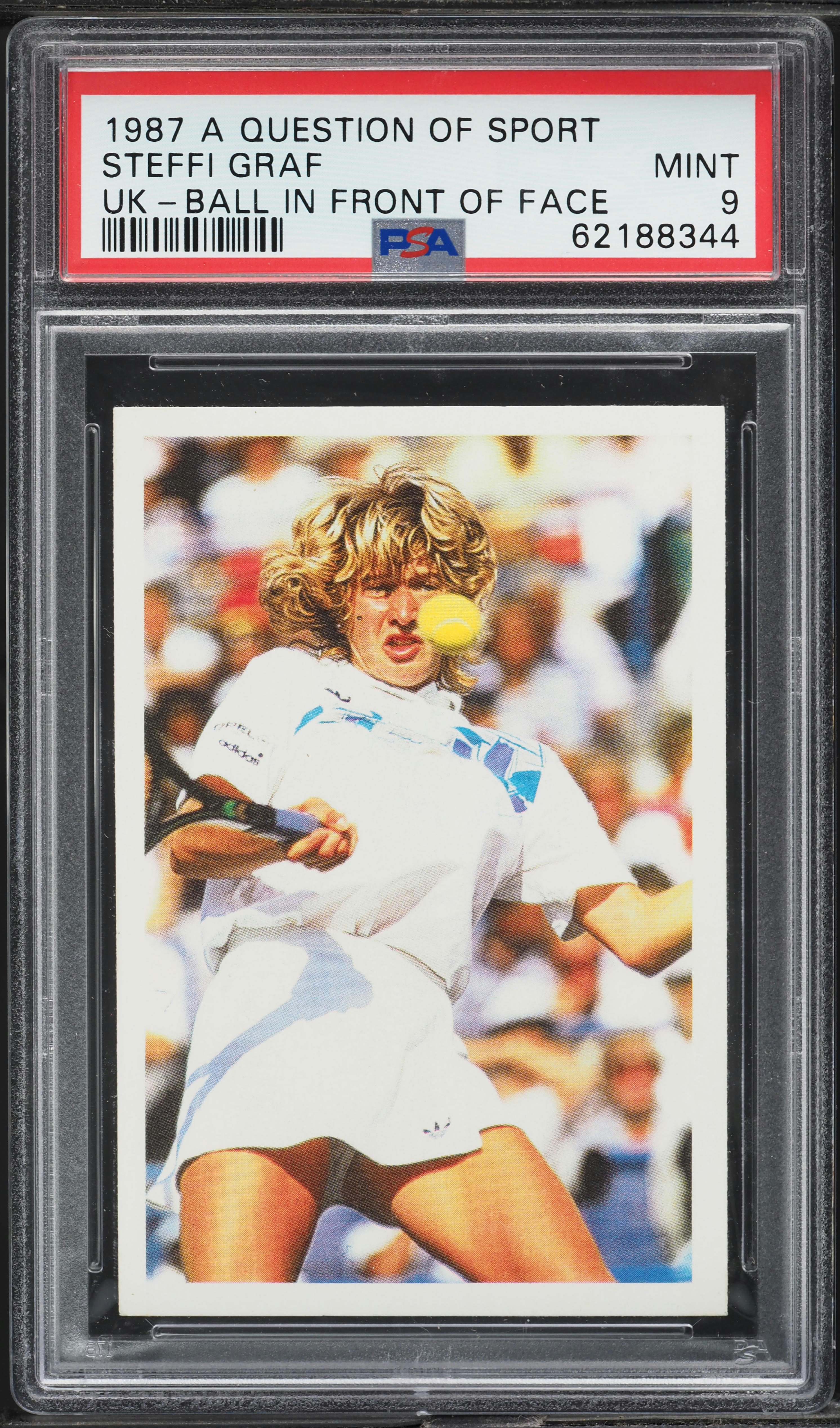 1987 A Question Of Sport UK Ball In Front Of Face Steffi Graf ROOKIE PSA 9 MINT