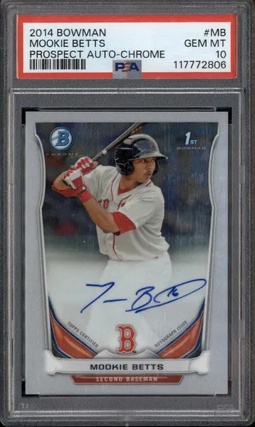 2014 Bowman Chrome Prospect Autographs #BCAP-MB Mookie Betts RC Auto PSA 10