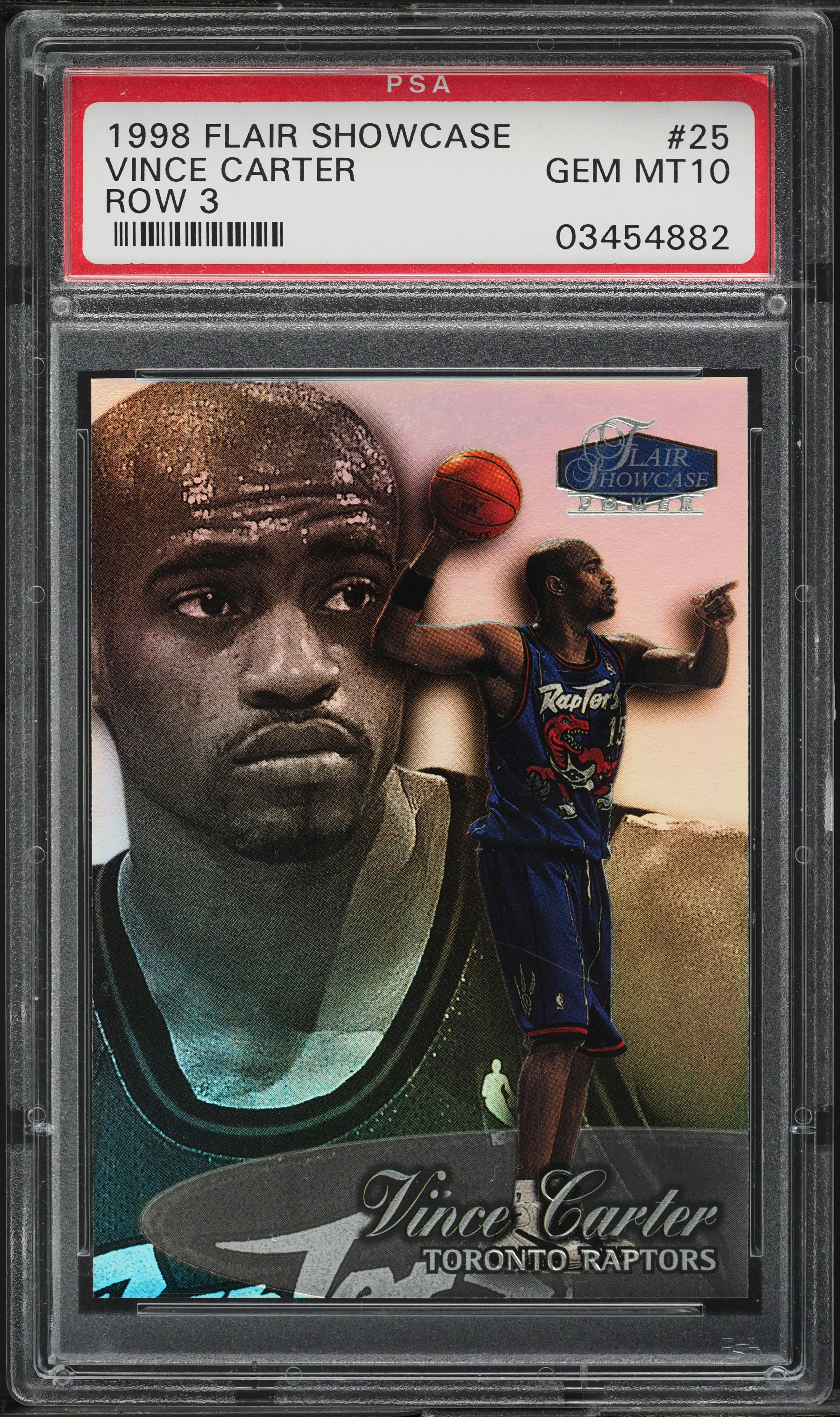 1998 Flair Showcase Row 3 Vince Carter ROOKIE #25 PSA 10 GEM MINT