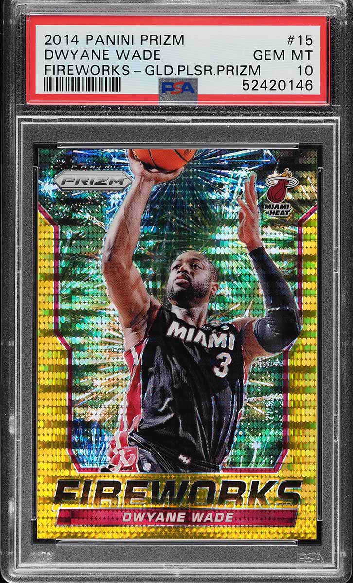 2014 Panini Prizm Fireworks Gold Pulsar Dwyane Wade /10 #15 PSA 10 GEM MINT