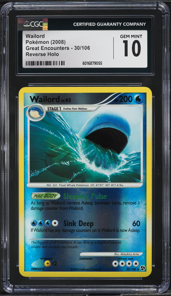 2008 Pokemon DP Great Encounters Reverse Holo Wailord #30 CGC 10 GEM MINT
