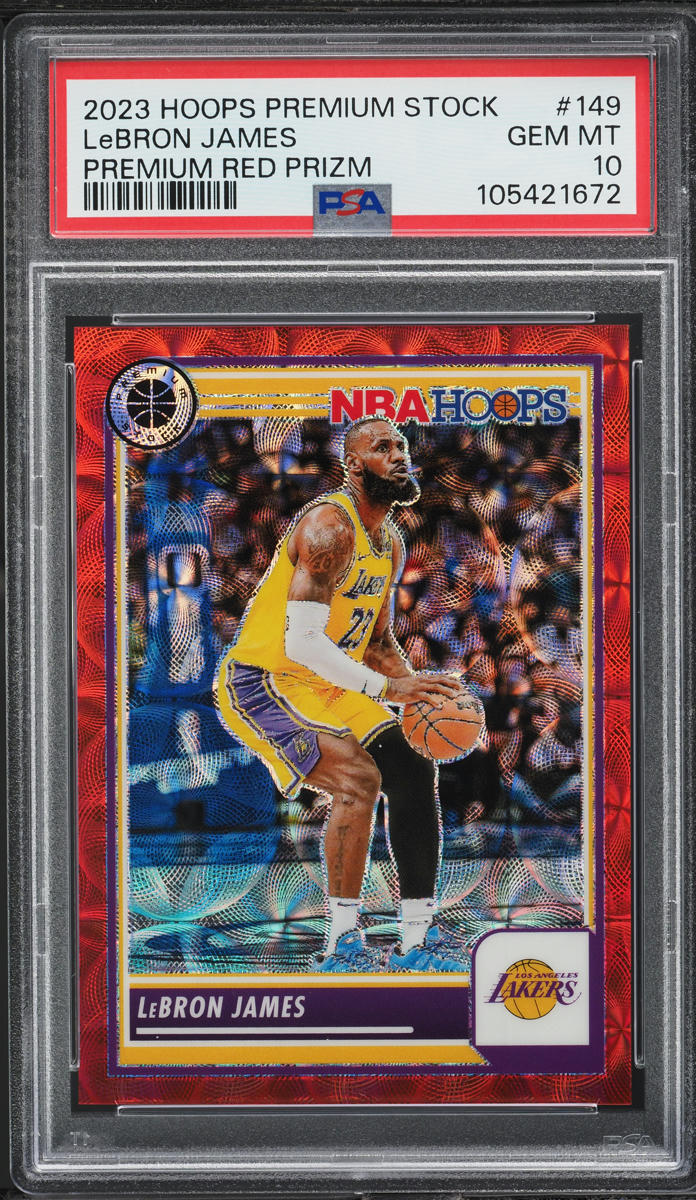 2023 Hoops Premium Stock Premium Red Prizm LeBron James /88 #149 PSA 10 GEM MINT
