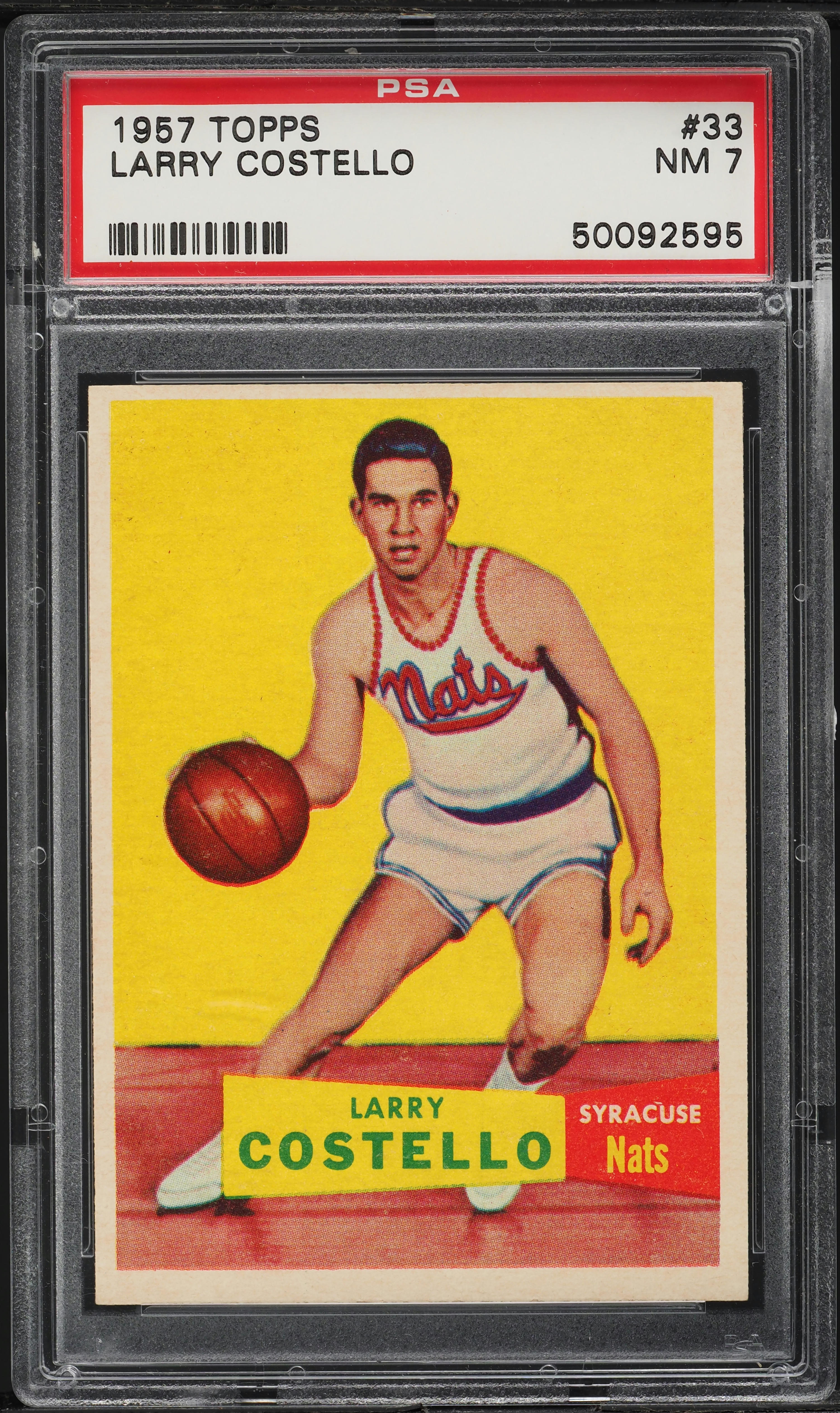1957 Topps Larry Costello ROOKIE #33 PSA 7 NRMT