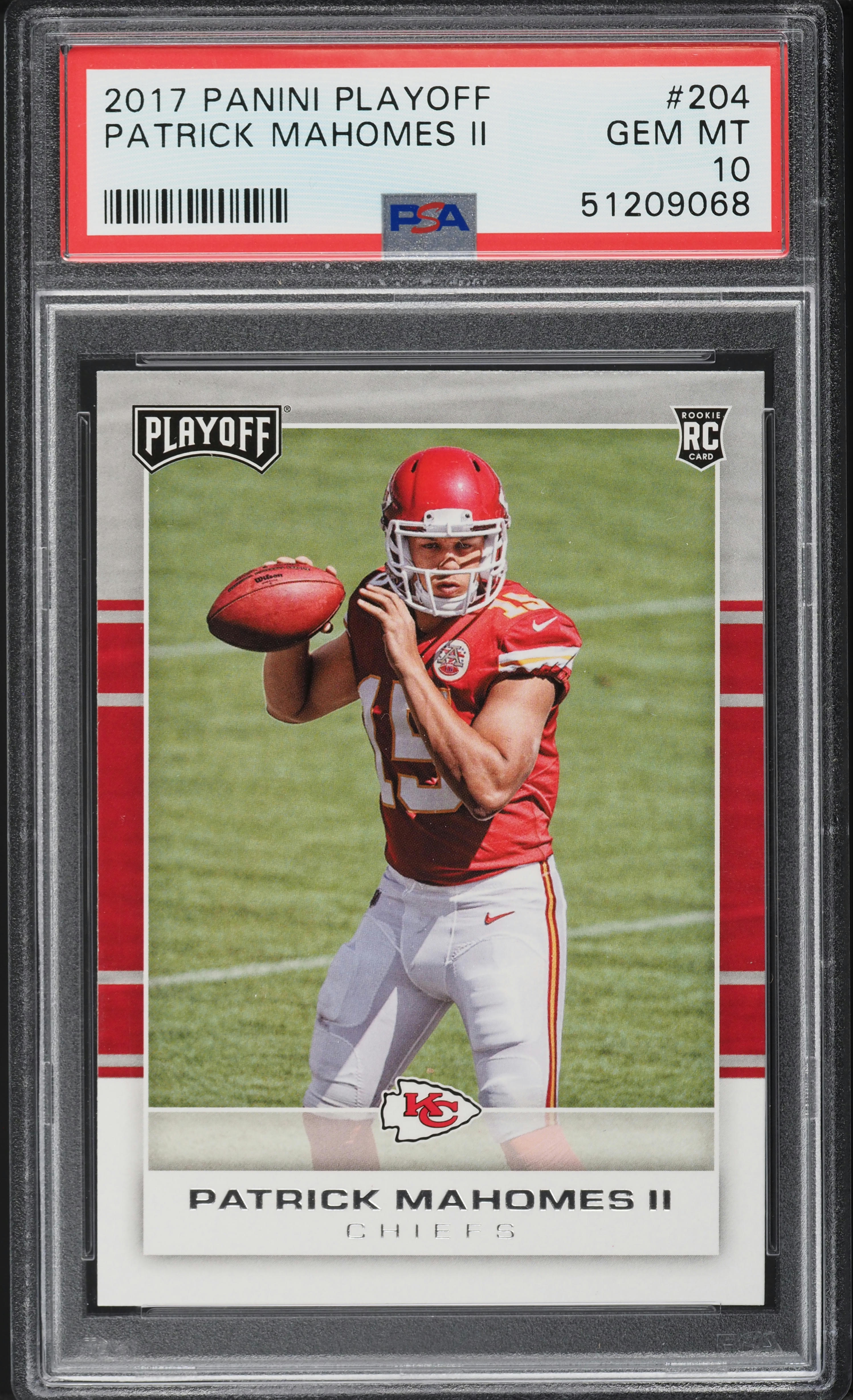 2017 Panini Playoff Patrick Mahomes II ROOKIE #204 PSA 10 GEM MINT