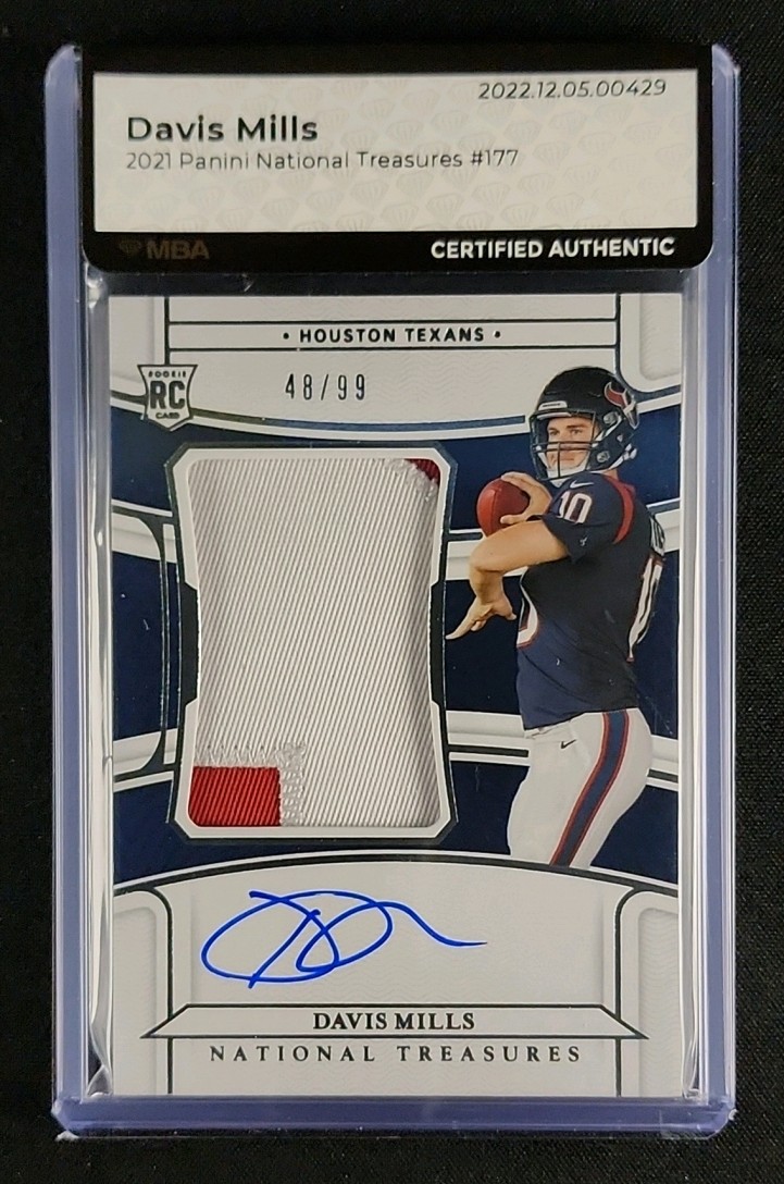 2021 National Treasures Davis Mills ROOKIE PATCH AUTO /99 #177 MBA AUTH