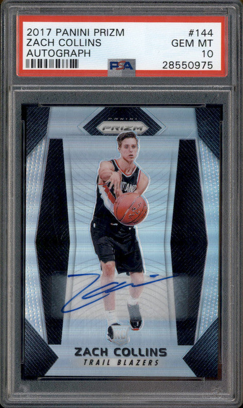 2017 Panini Prizm Rookie Autograph #144 Zach Collins RC Auto PSA 10
