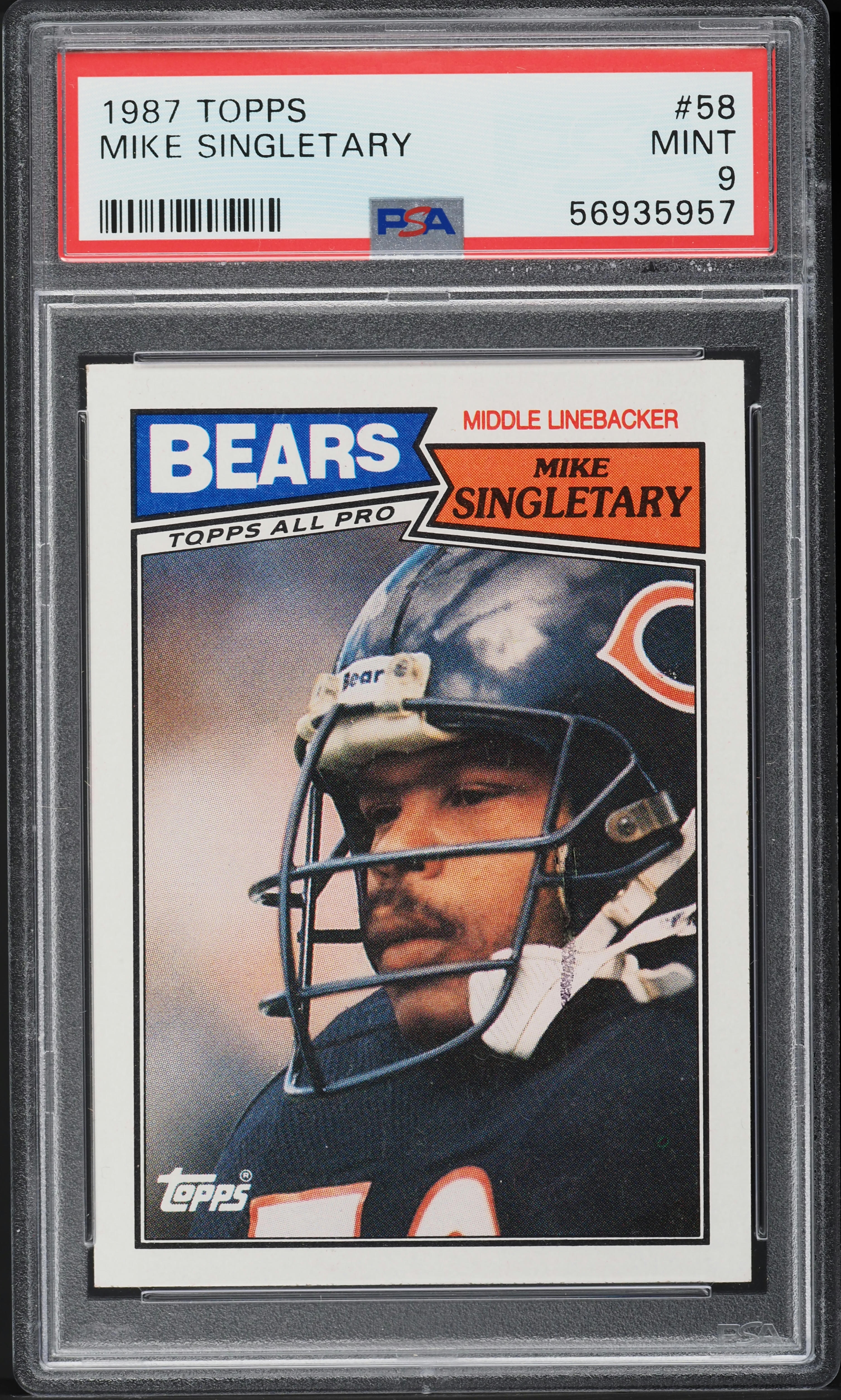 1987 Topps Football Mike Singletary #58 PSA 9 MINT