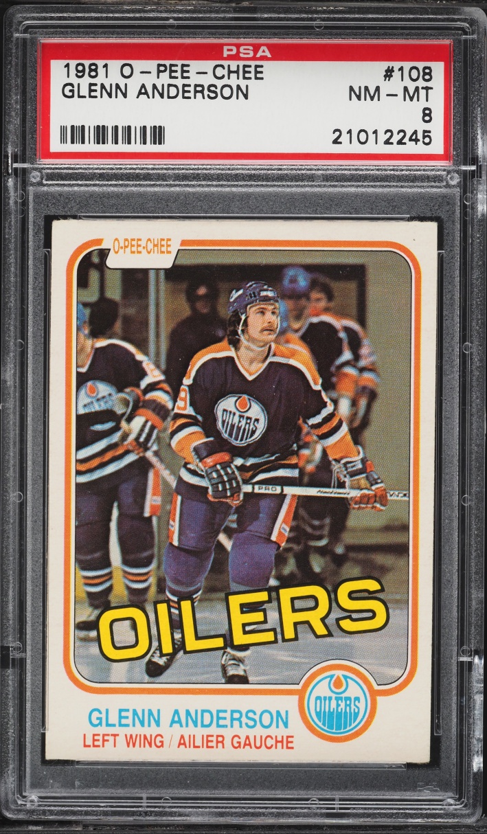 1981 O-Pee-Chee Hockey Glenn Anderson ROOKIE #108 PSA 8 NM-MT