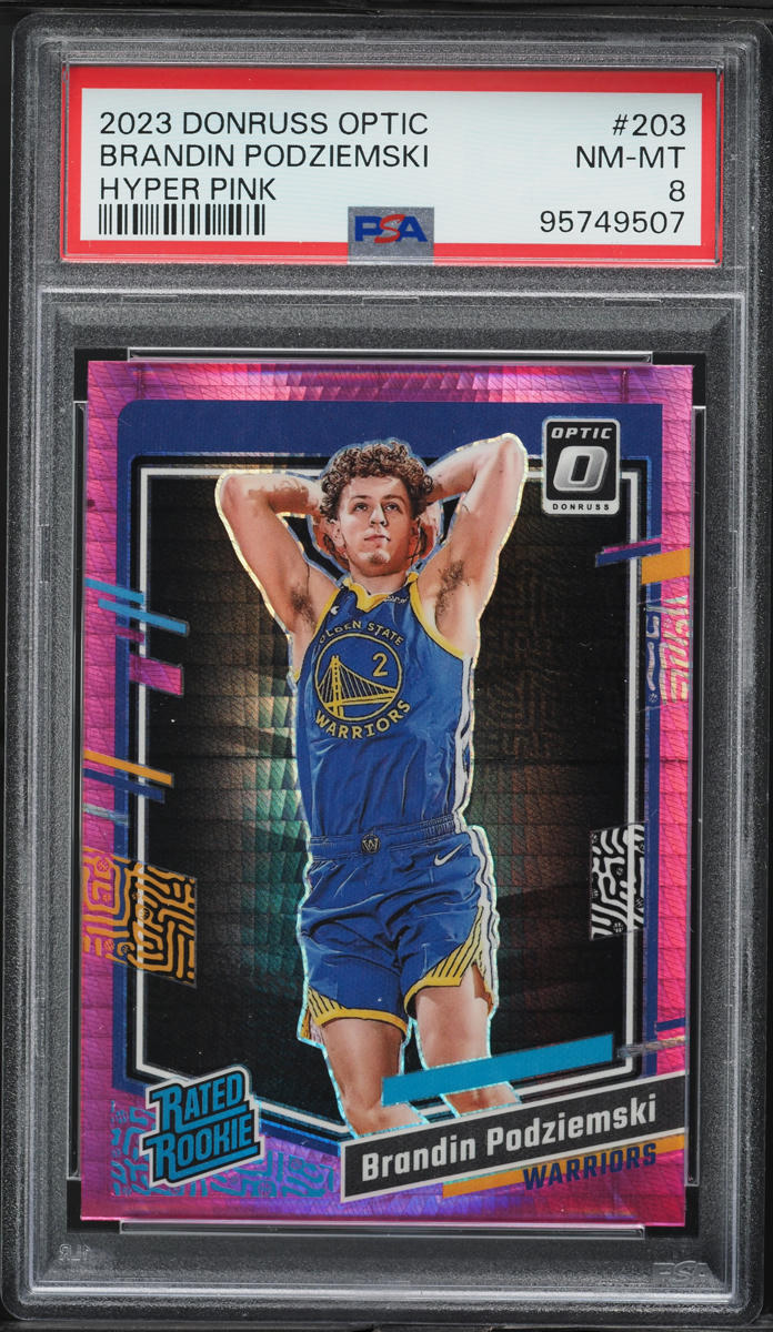 2023 Donruss Optic Hyper Pink Brandin Podziemski ROOKIE #203 PSA 8 NM-MT
