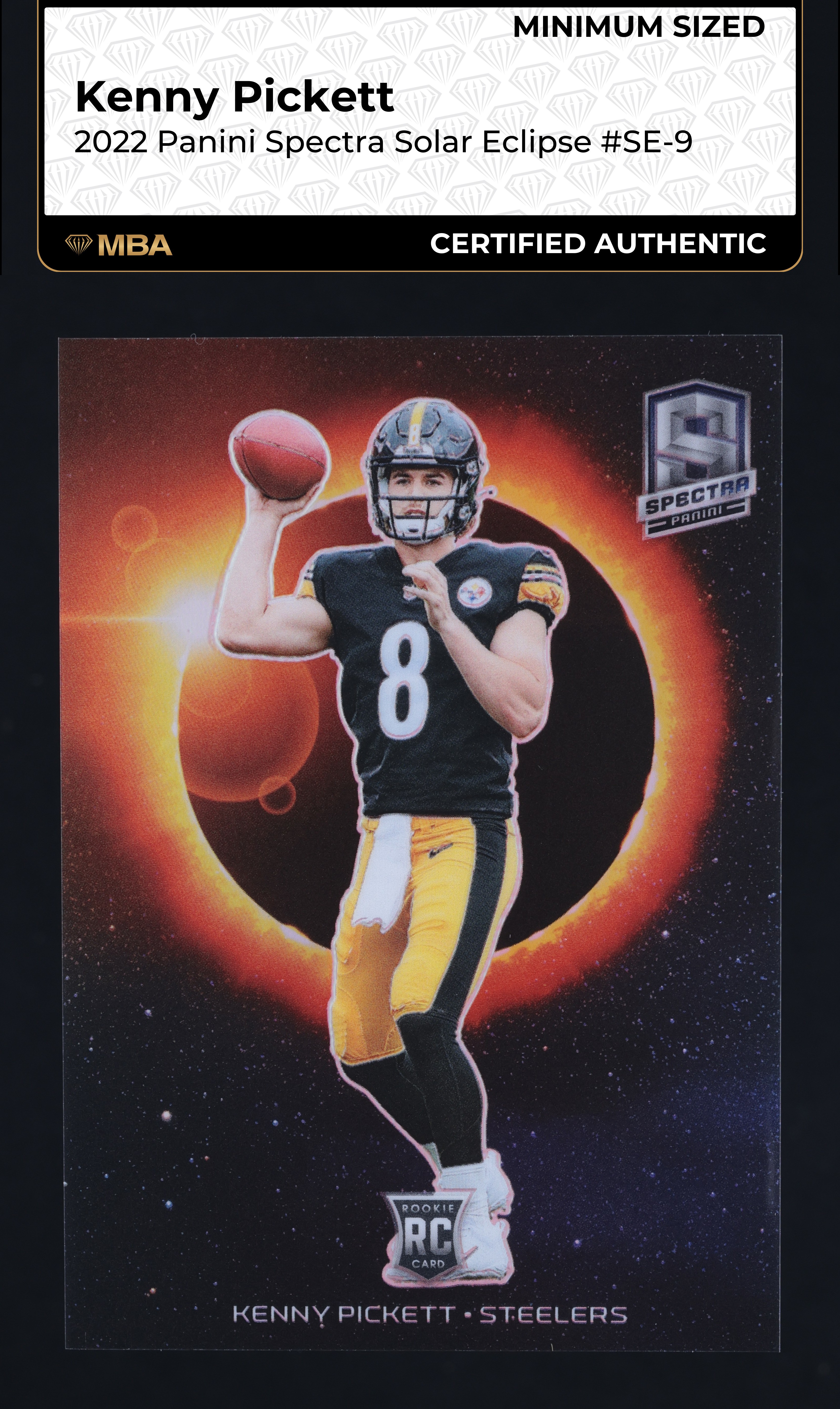 2022 Panini Spectra Solar Eclipse Kenny Pickett ROOKIE #SE-9 MBA AUTH, Min Sized