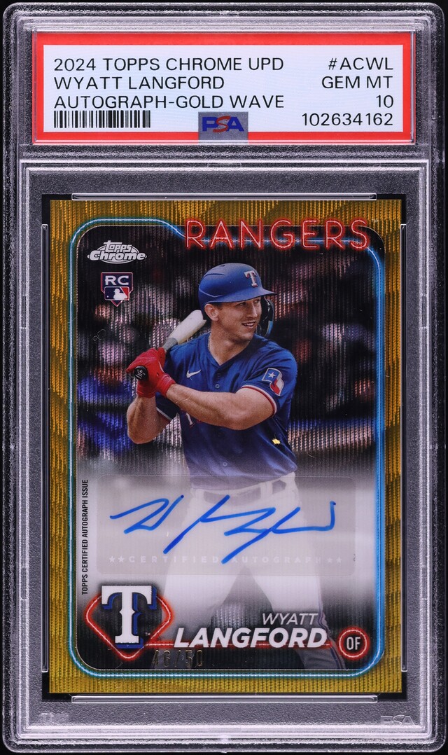 2024 Topps Chrome Update Gold Wave Wyatt Langford ROOKIE AUTO /50 #AC-WL PSA 10