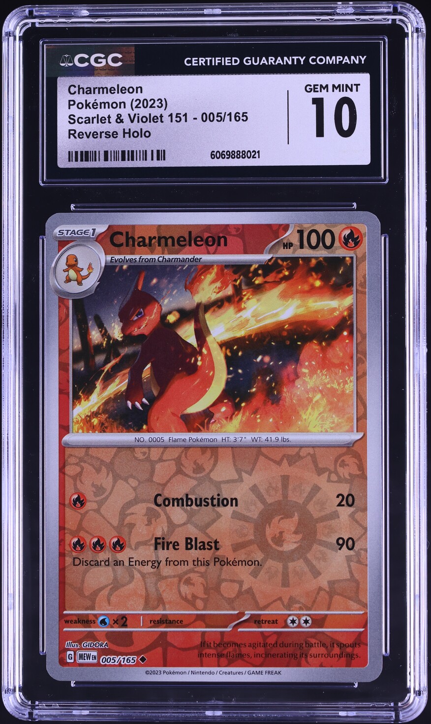 2023 Pokemon Scarlet & Violet 151 Reverse Holo Charmeleon #5 CGC 10 GEM MINT
