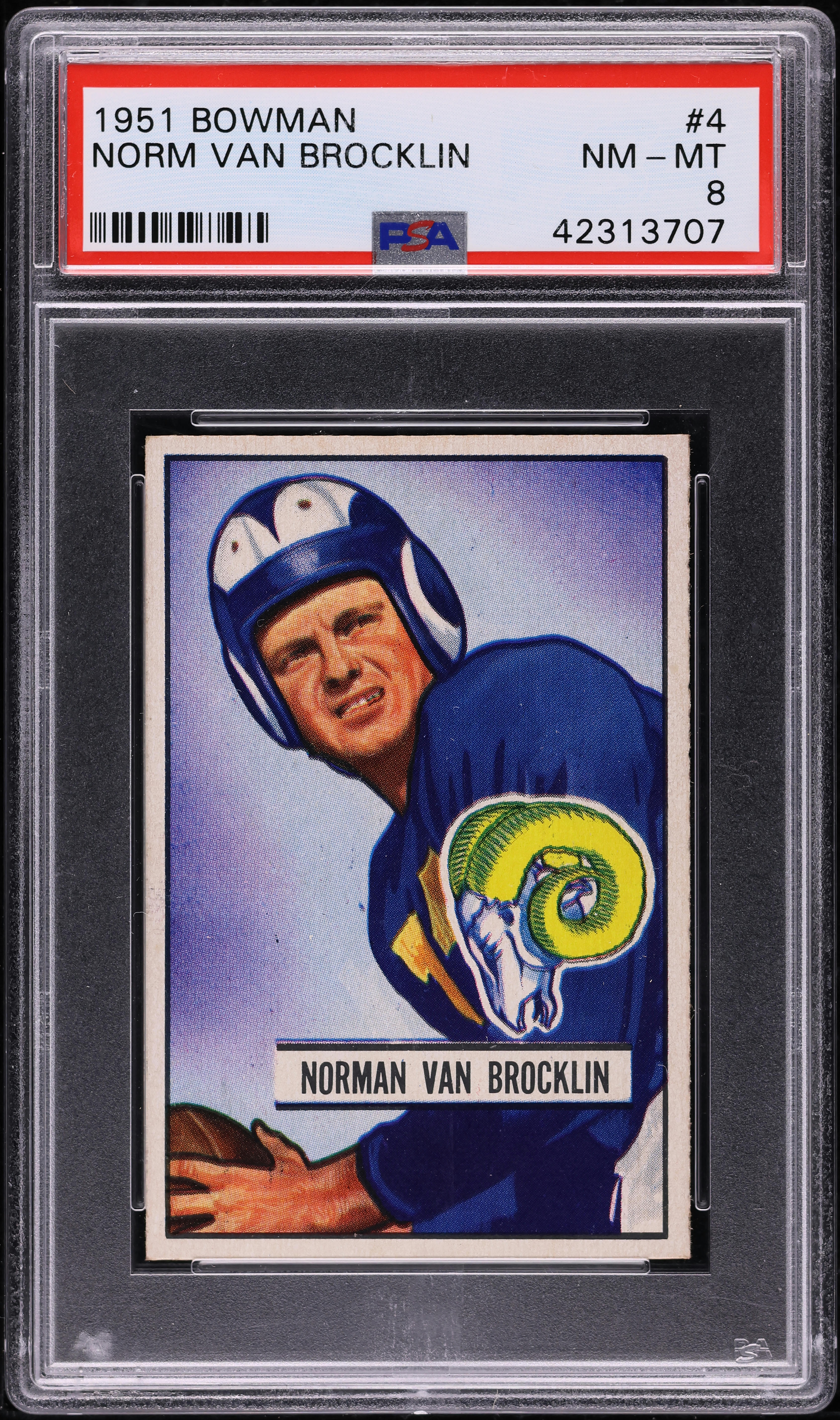 1951 Bowman Football Norm Van Brocklin ROOKIE #4 PSA 8 NM-MT