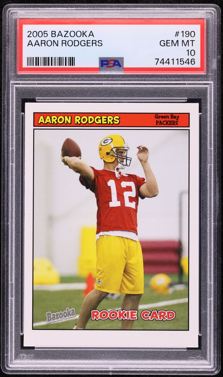 2005 Bazooka Football Aaron Rodgers ROOKIE #190 PSA 10 GEM MINT