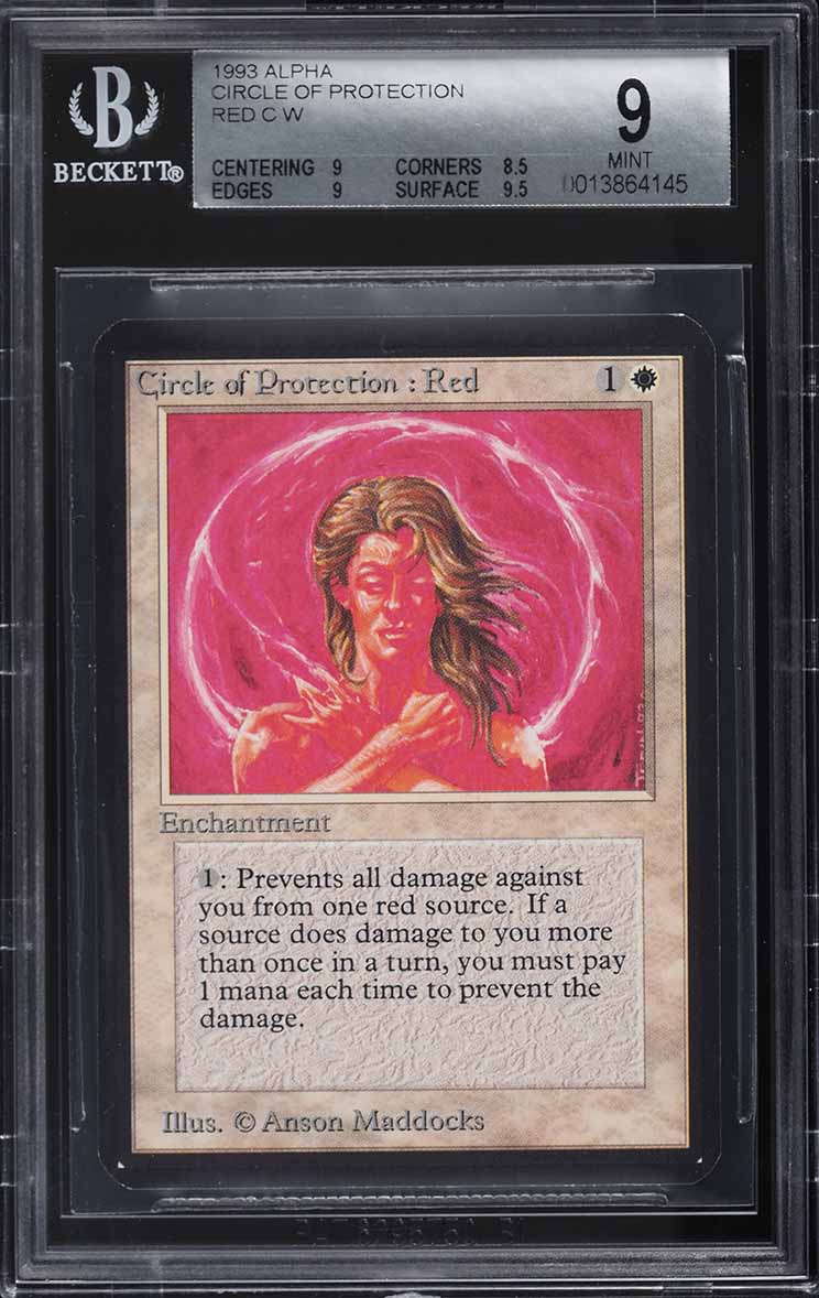 1993 Magic The Gathering MTG Alpha Circle Of Protection Red C W BGS 9 MINT