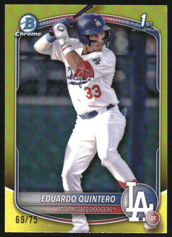 2025 Bowman Chrome Yellow Refractor #BCP-115 Eduardo Quintero RC /75