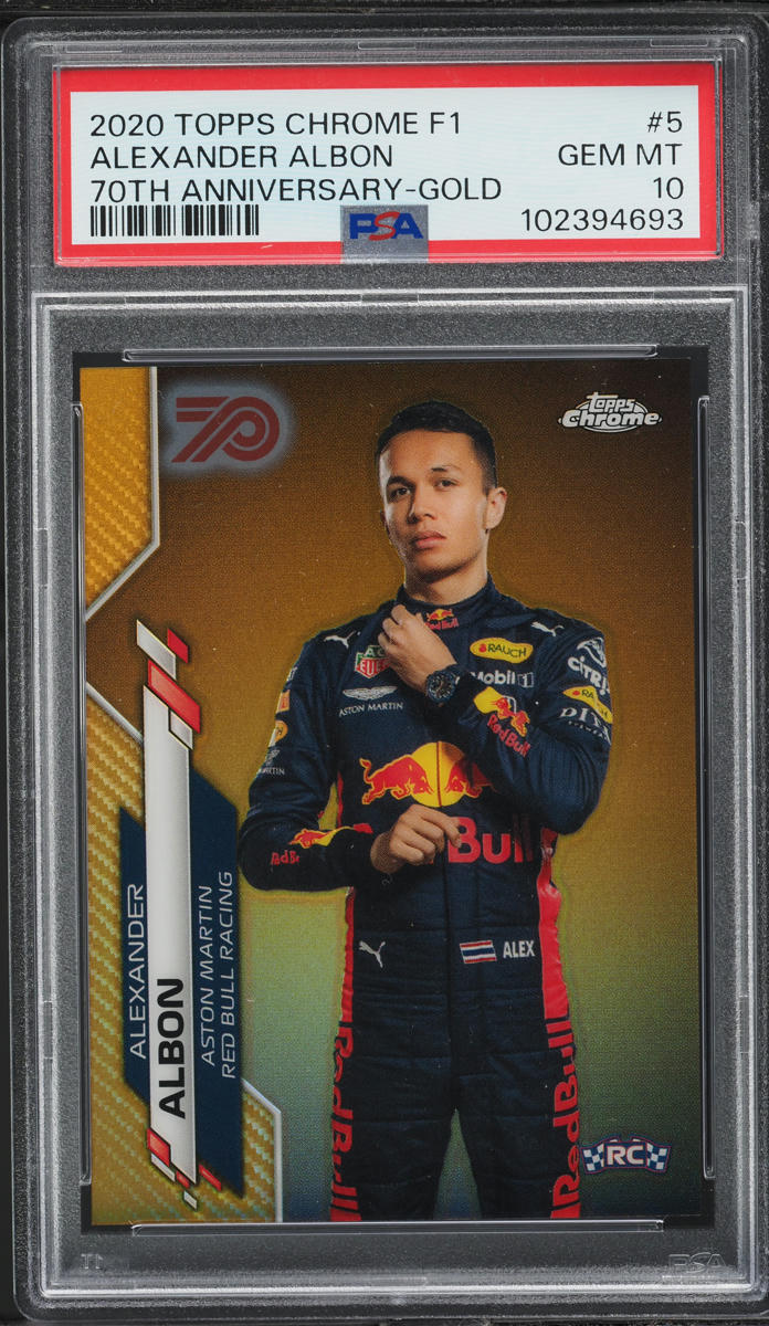2020 Topps Chrome Formula 1 70th Anniversary Gold Alexander Albon RC #5 PSA 10