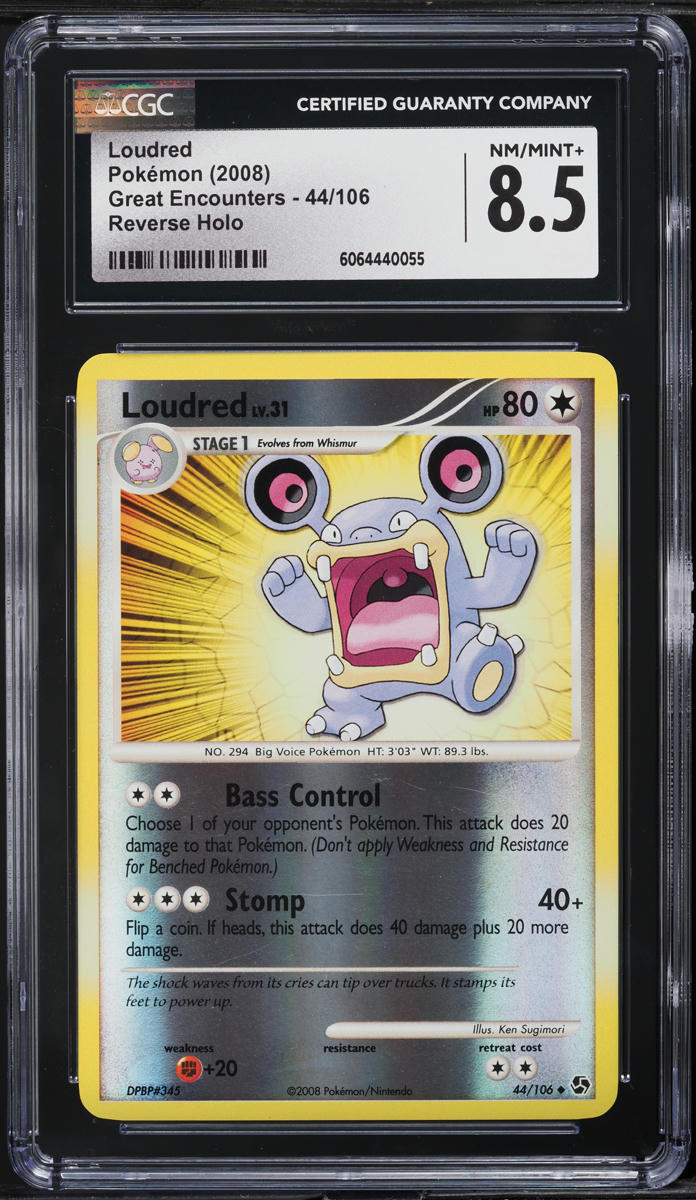 2008 Pokemon DP Great Encounters Reverse Holo Loudred #44 CGC 8.5 NM-MT+