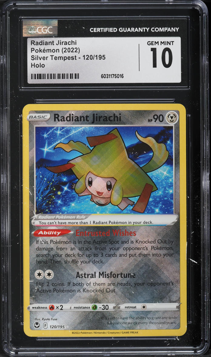 2022 Pokemon Sword & Shield Silver Tempest Radiant Jirachi #120 CGC 10 GEM MINT