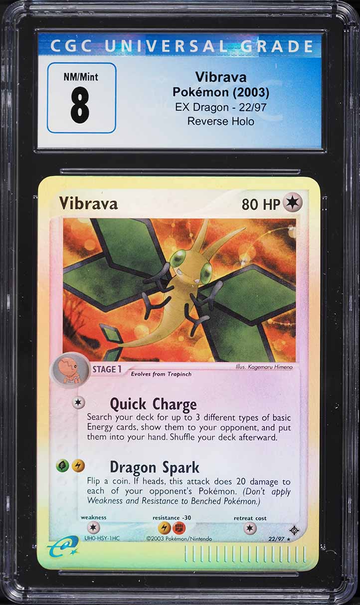 2003 Pokemon EX Dragon Reverse Holo Vibrava #22 CGC 8 NM-MT