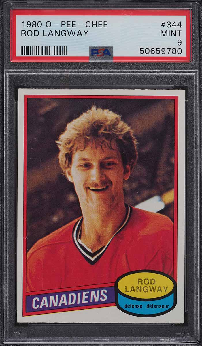 1980 O-Pee-Chee Hockey Rod Langway ROOKIE #344 PSA 9 MINT