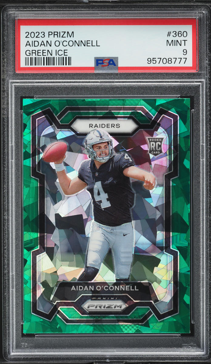 2023 Panini Prizm Green Ice Aidan O'Connell ROOKIE #360 PSA 9 MINT