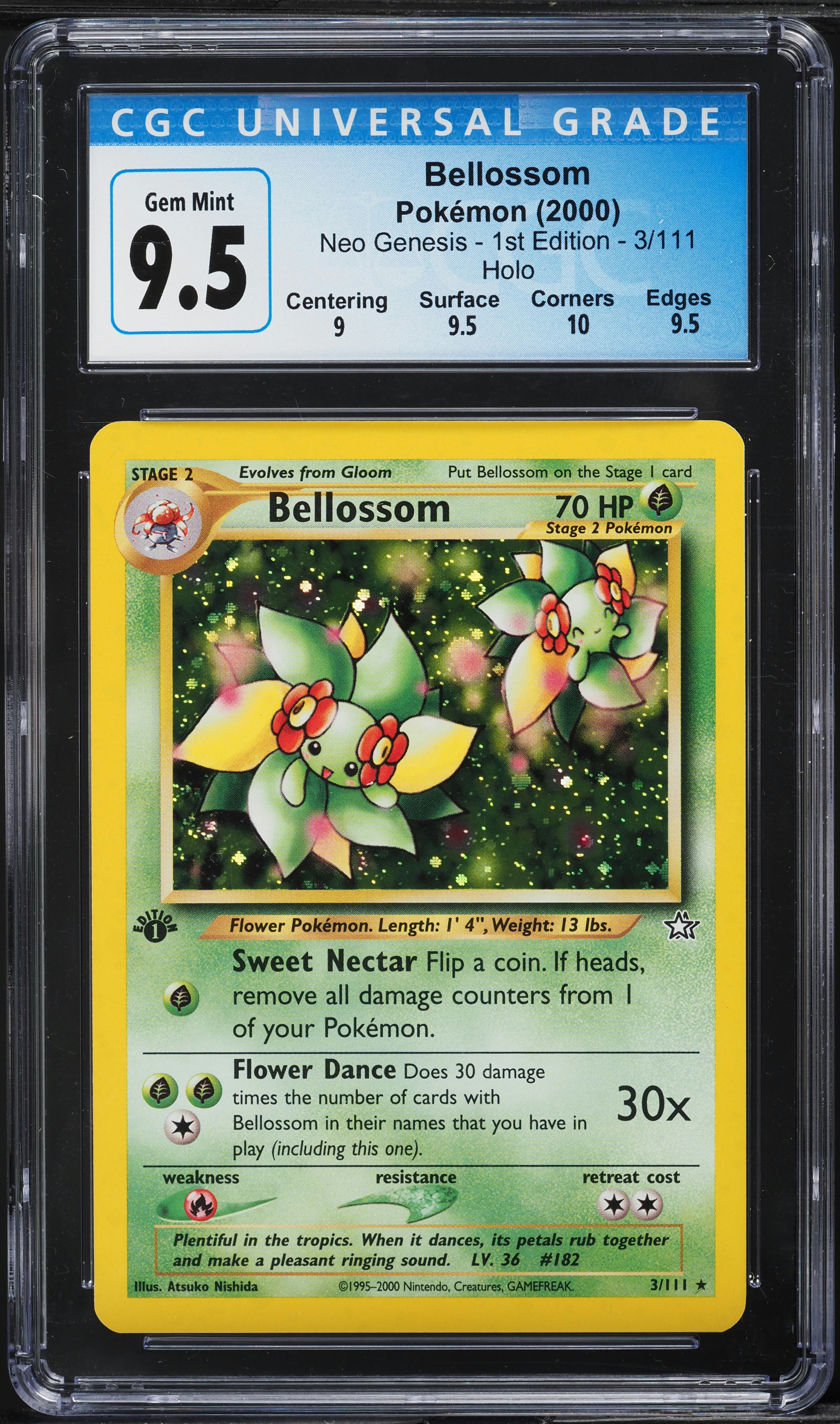 2000 Pokemon Neo Genesis 1st Edition Holo Bellossom #3 CGC 9.5 GEM MINT
