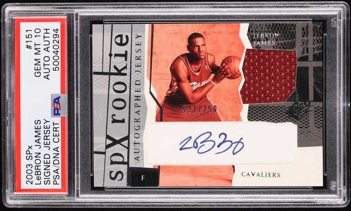 2003 SPx Basketball LeBron James ROOKIE PATCH AUTO /750 #151 PSA 10 GEM MINT