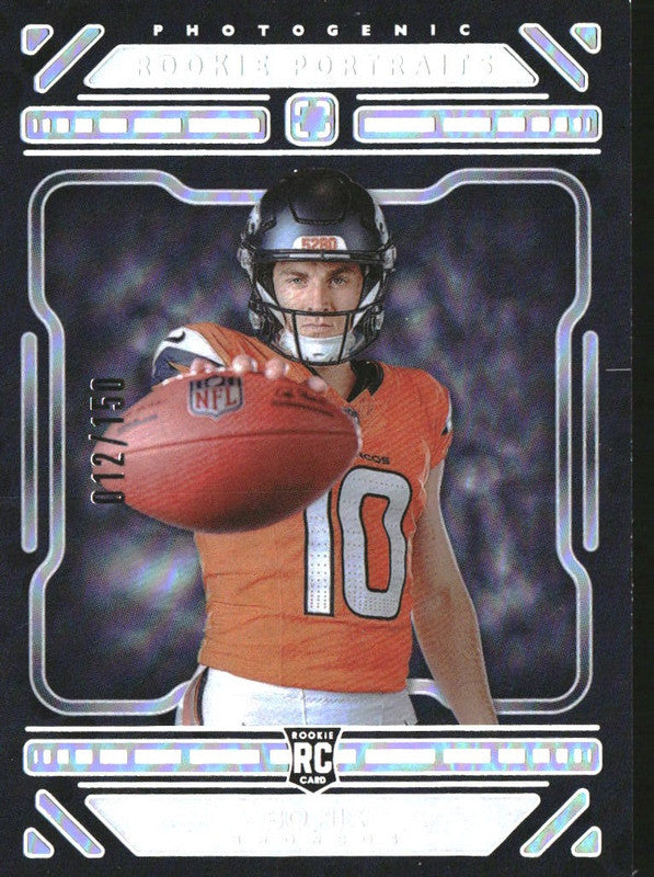 2024 Panini Photogenic Silver #196 Bo Nix Rookie Portrait RC /150