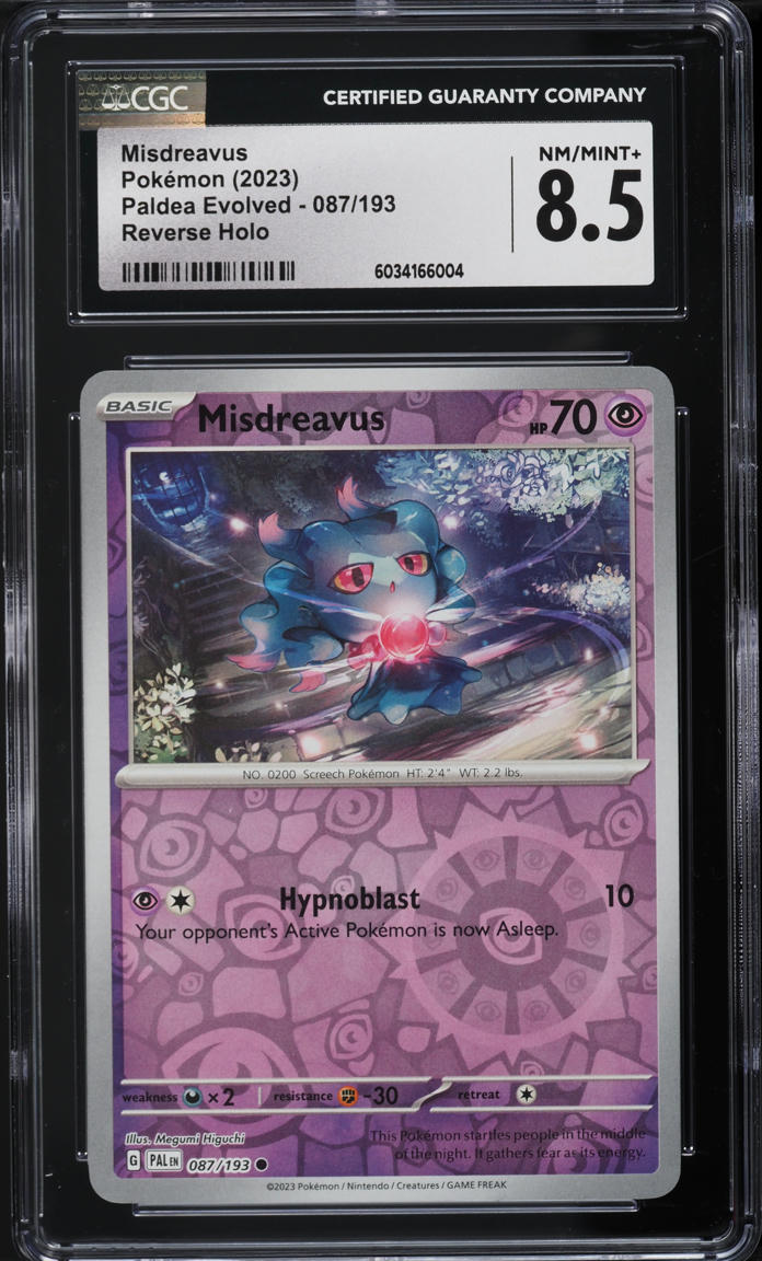 2023 Pokemon SV Paldea Evolved Reverse Holo Misdreavus #87 CGC 8.5 NM-MT+