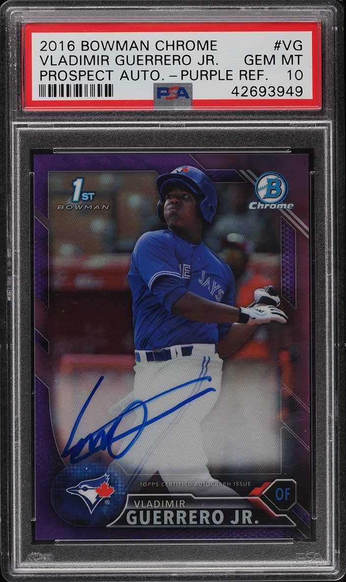 2016 Bowman Chrome Purple Refractor Vladimir Guerrero Jr ROOKIE AUTO /250 PSA 10