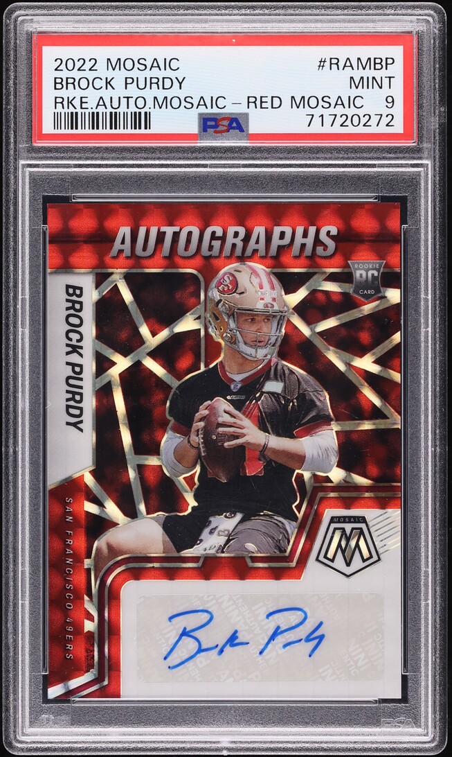 2022 Panini Mosaic Red Brock Purdy ROOKIE AUTO #RAM-BP PSA 9 MINT