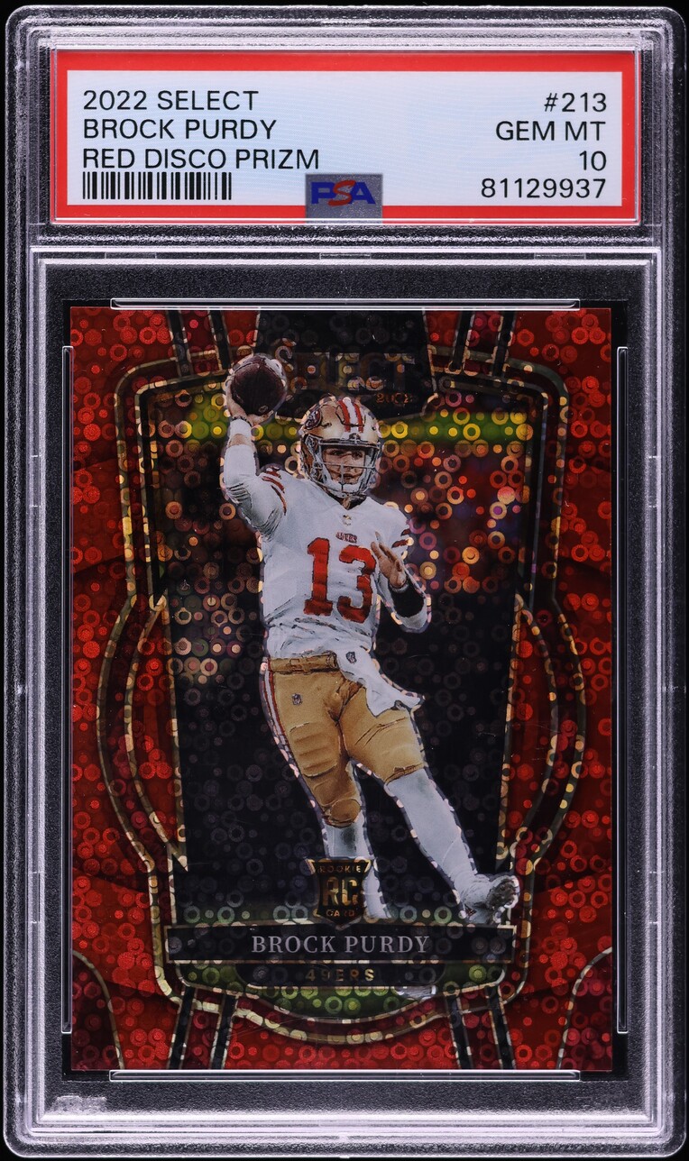 2022 Select Club Level Red Disco Prizm Brock Purdy ROOKIE /49 #213 PSA 10 GEM
