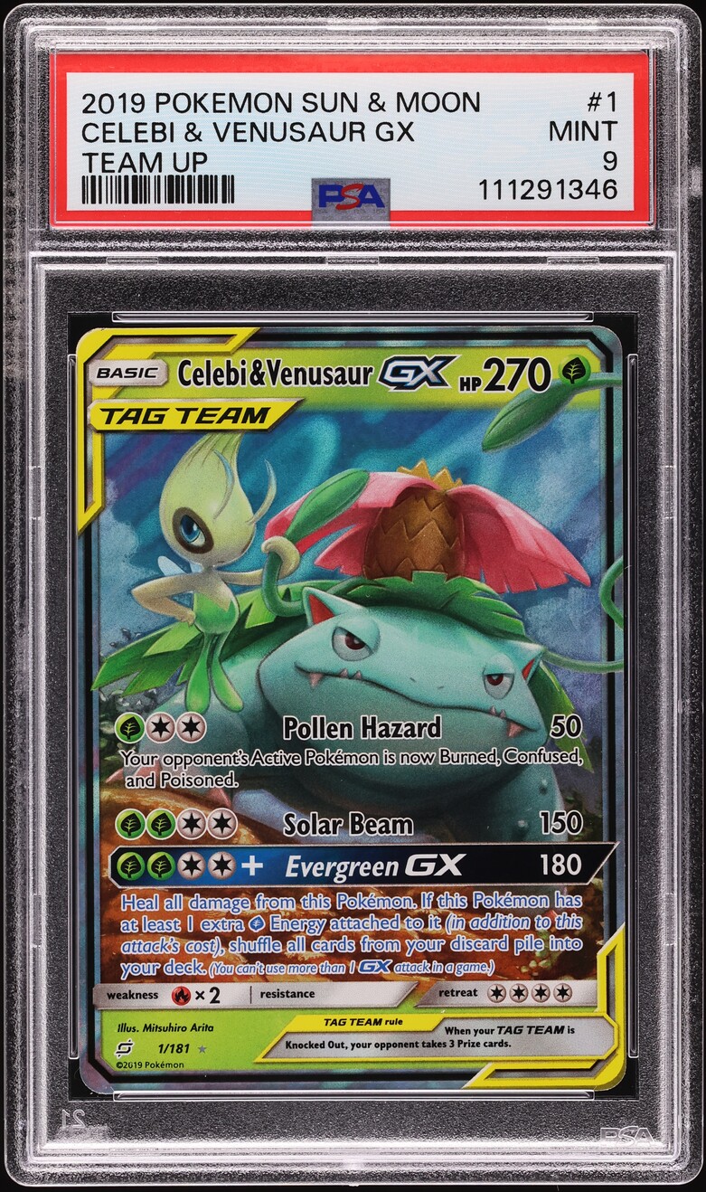 2019 Pokemon Sun & Moon Team Up Celebi & Venusaur GX #1 PSA 9 MINT