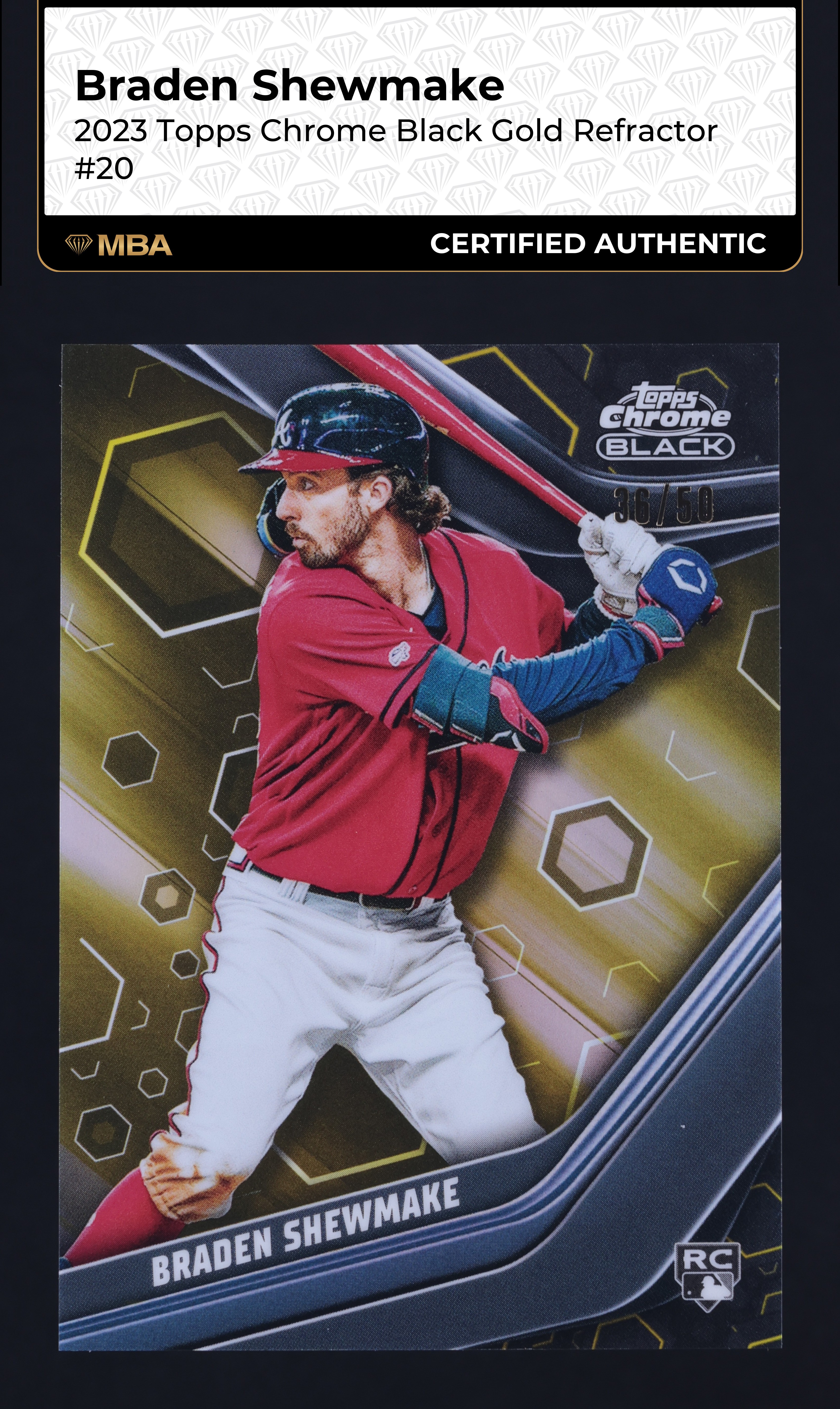 2023 Topps Chrome Black Gold Refractor Braden Shewmake ROOKIE /50 #20 MBA AUTH