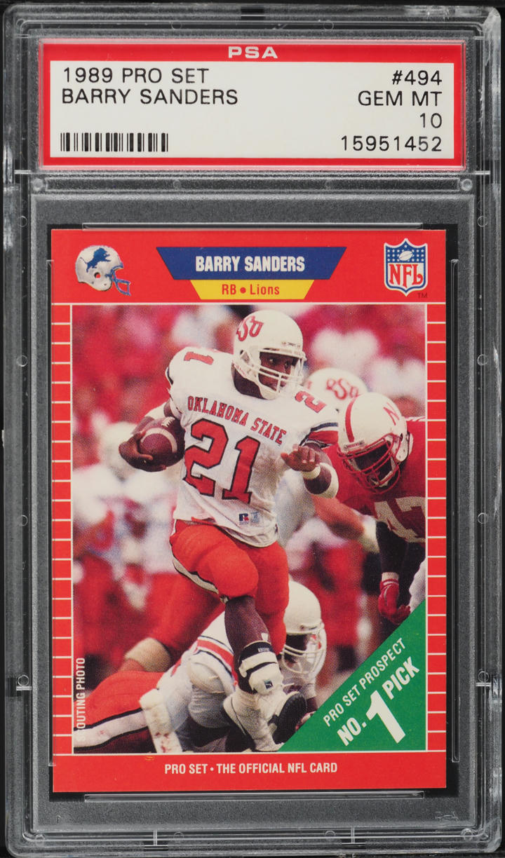 1989 Pro Set Football Barry Sanders ROOKIE #494 PSA 10 GEM MINT
