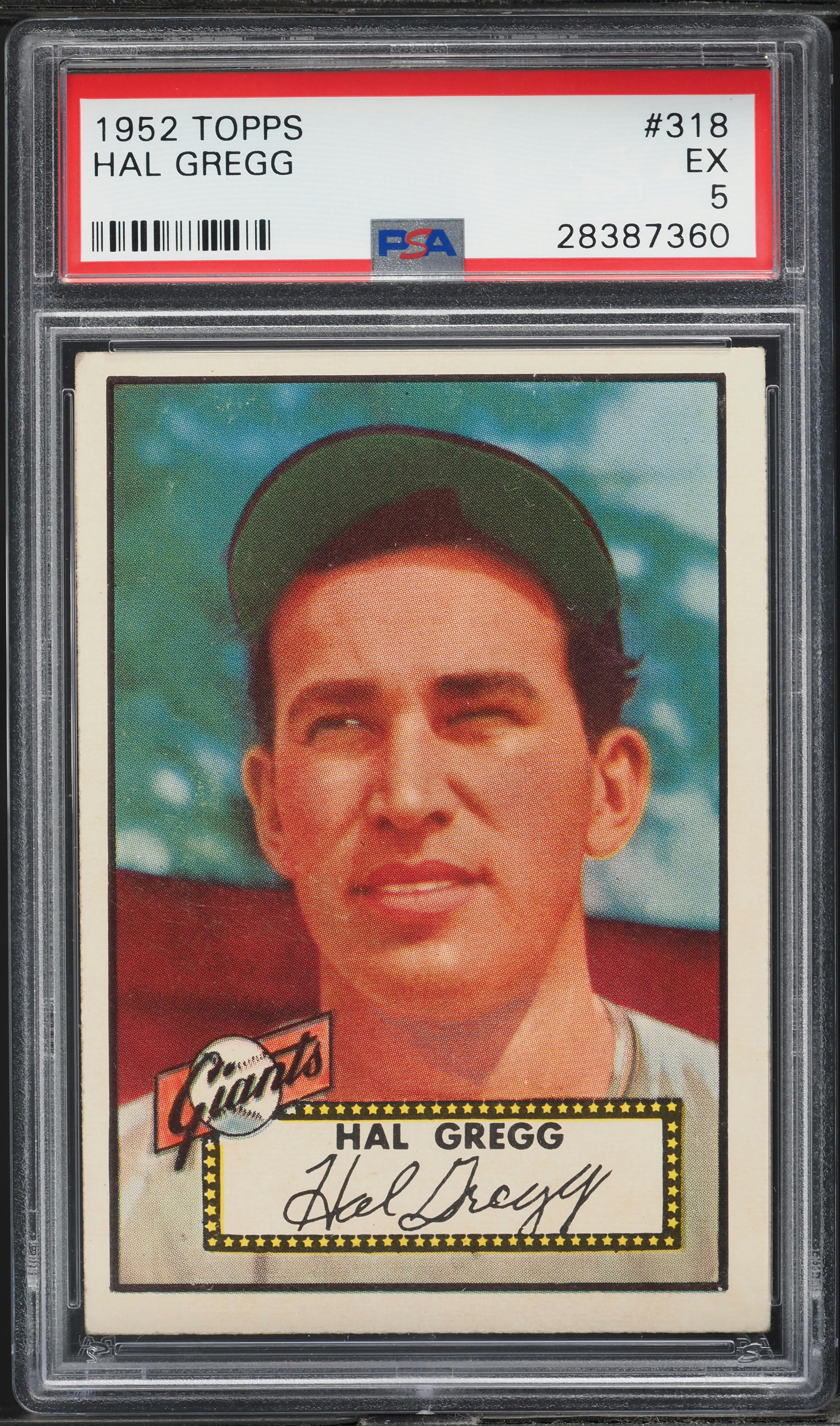 1952 Topps Hal Gregg #318 PSA 5 EX