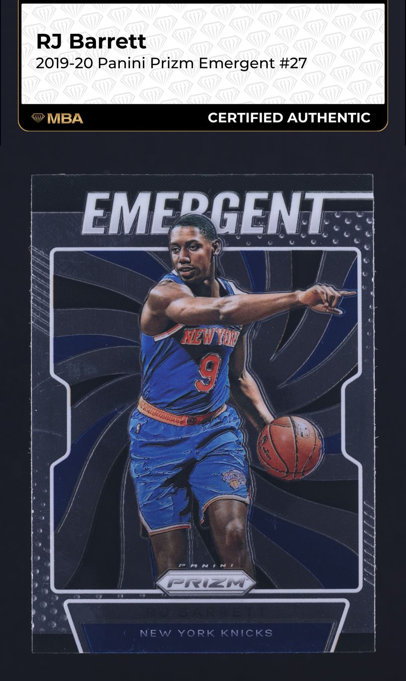 2019 Panini Prizm Emergent RJ Barrett ROOKIE #27 MBA AUTH