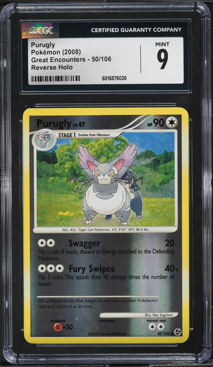2008 Pokemon Diamond & Pearl Great Encounters Reverse Holo Purugly #50 CGC 9