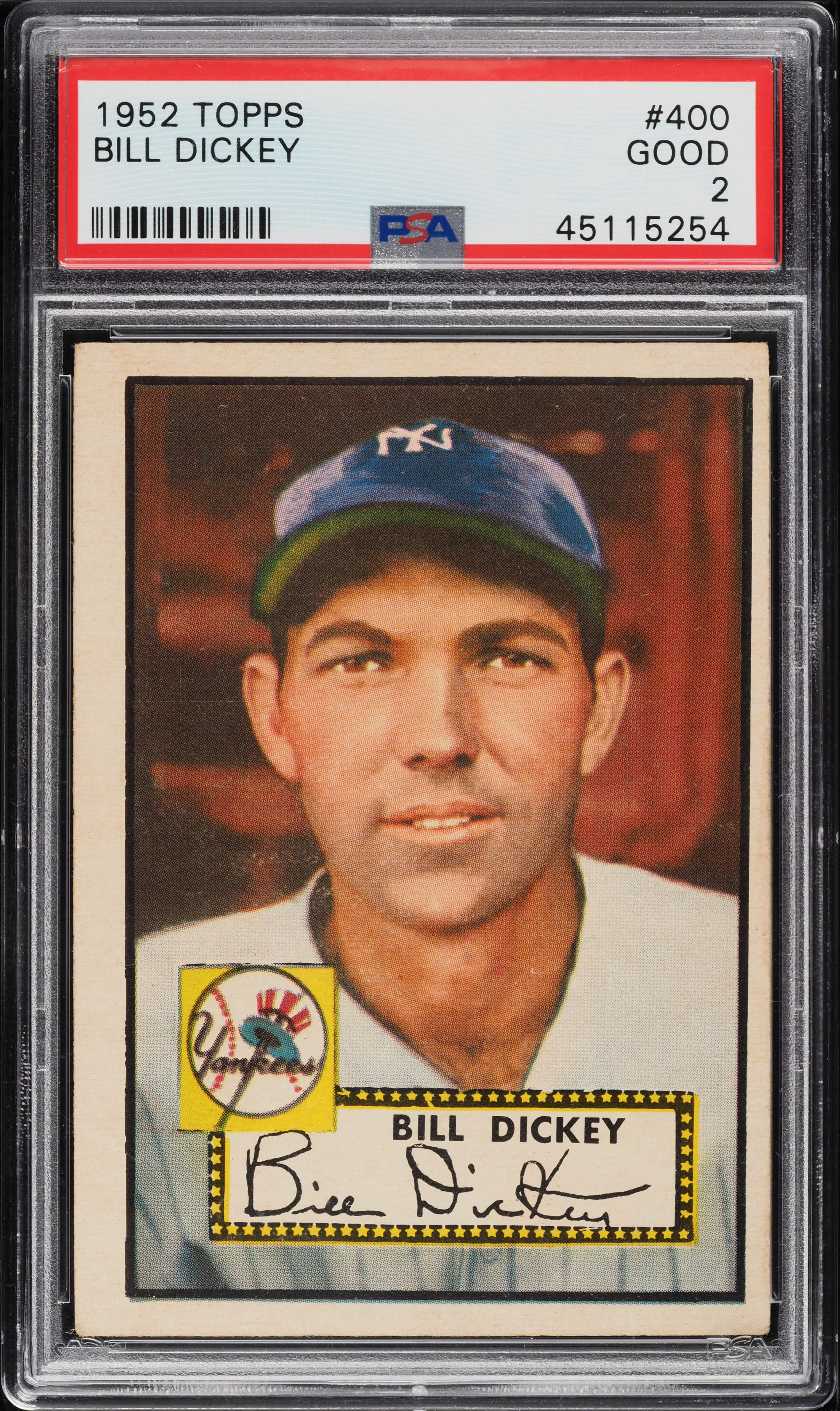 1952 Topps Bill Dickey #400 PSA 2 GD