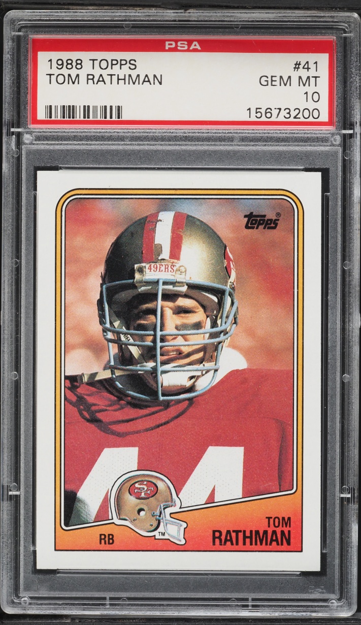 1988 Topps Football Tom Rathman ROOKIE #41 PSA 10 GEM MINT
