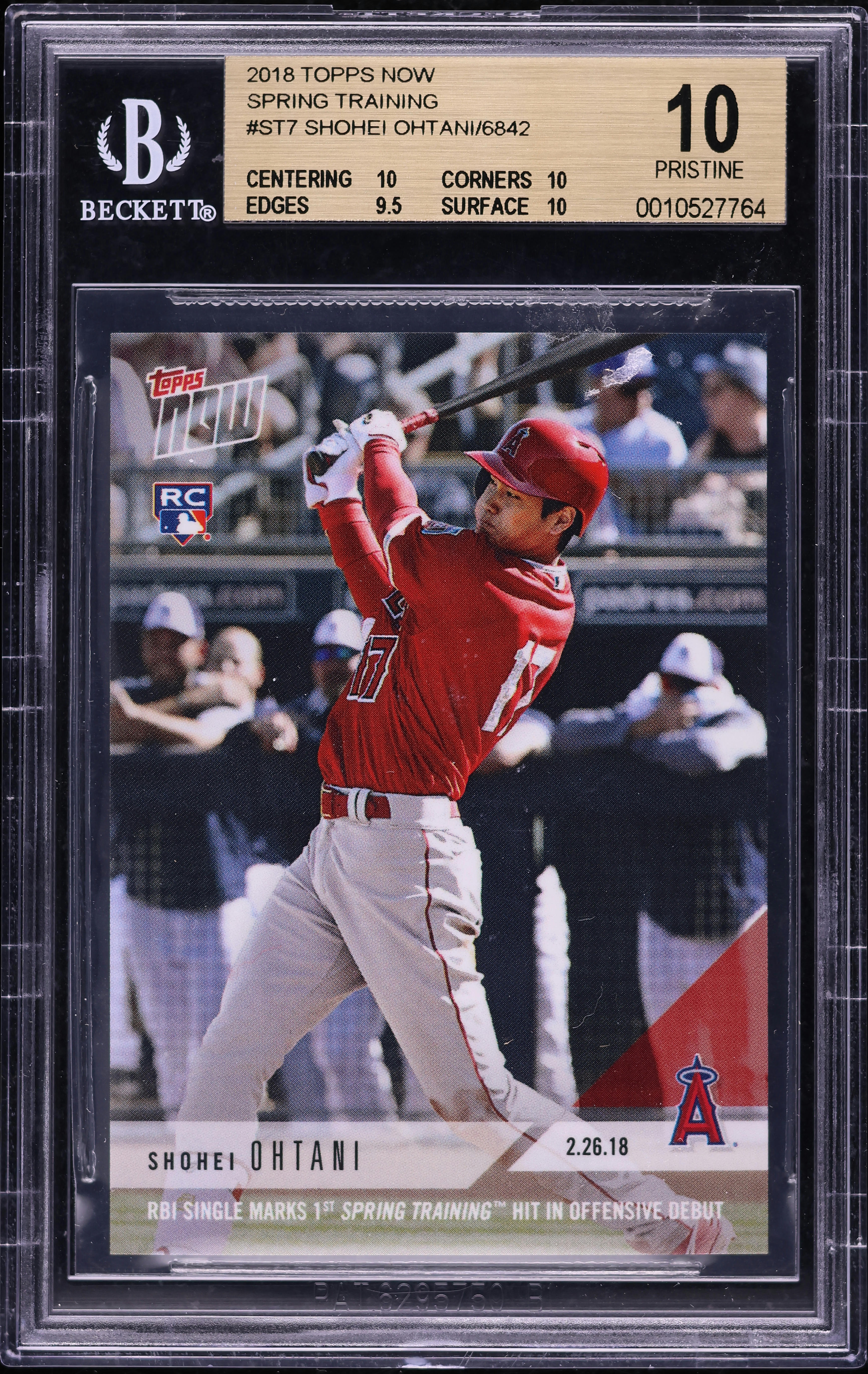 2018 Topps Now Spring Training Shohei Ohtani ROOKIE #ST7 BGS 10 PRISTINE
