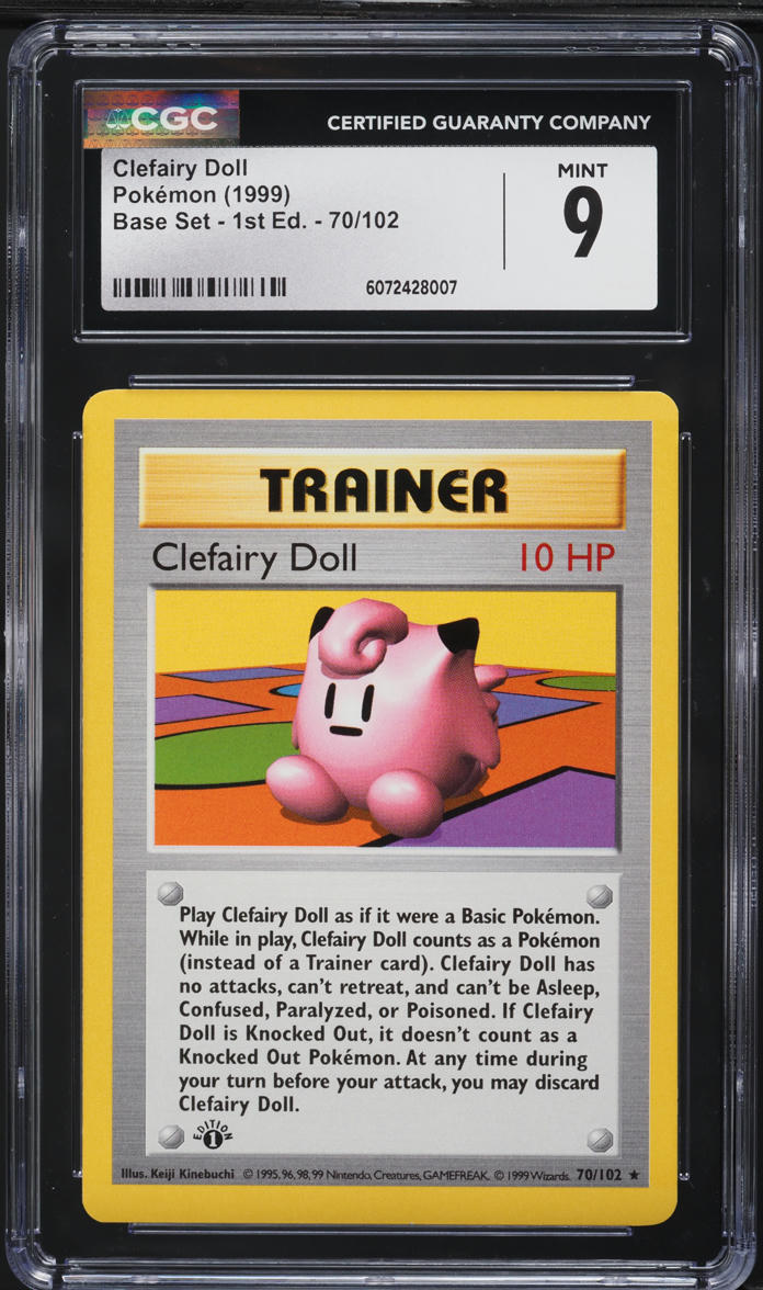 1999 Pokemon Base Set Shadowless 1st Editon Clefairy Doll #70 CGC 9 MINT