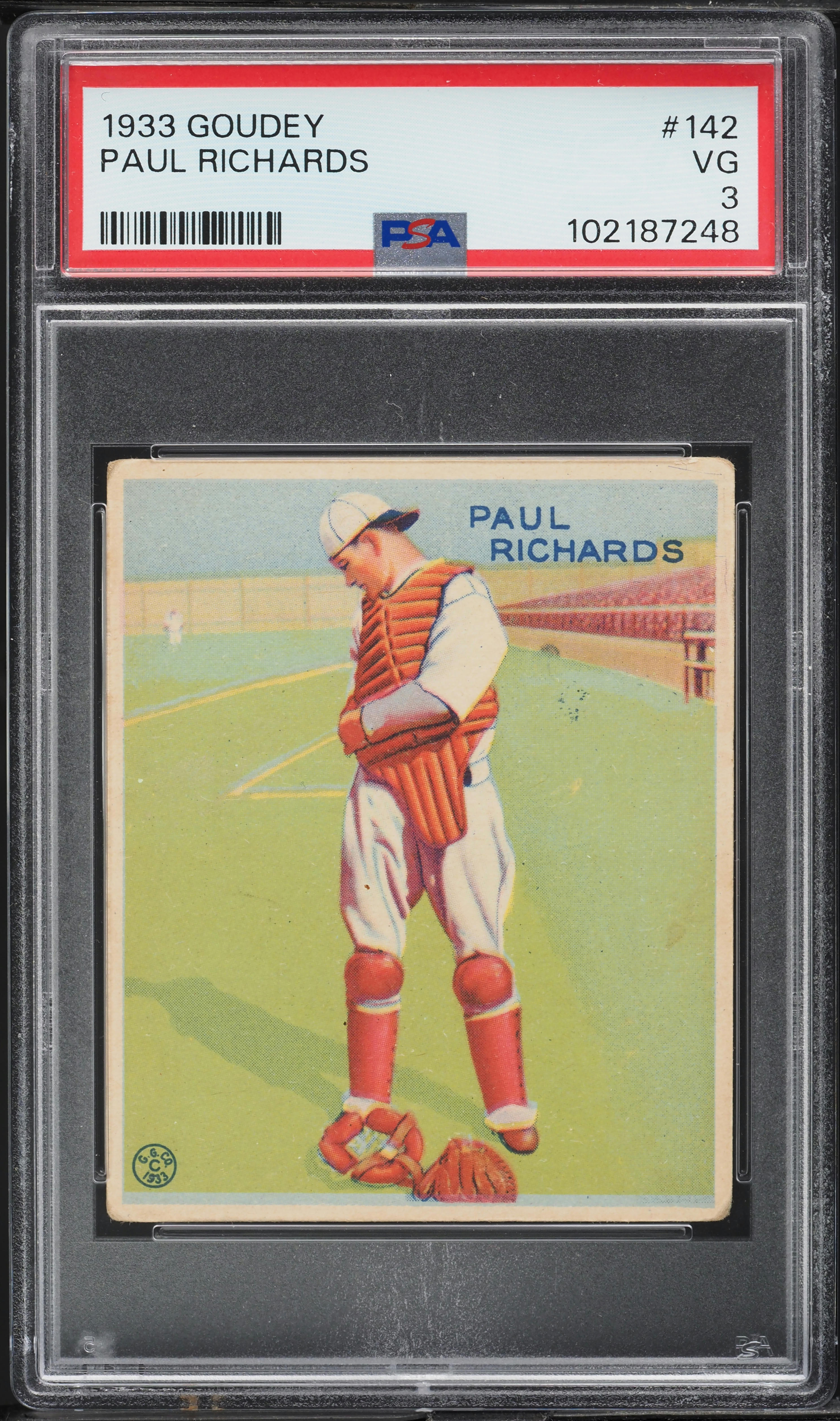 1933 Goudey Paul Richards #142 PSA 3 VG