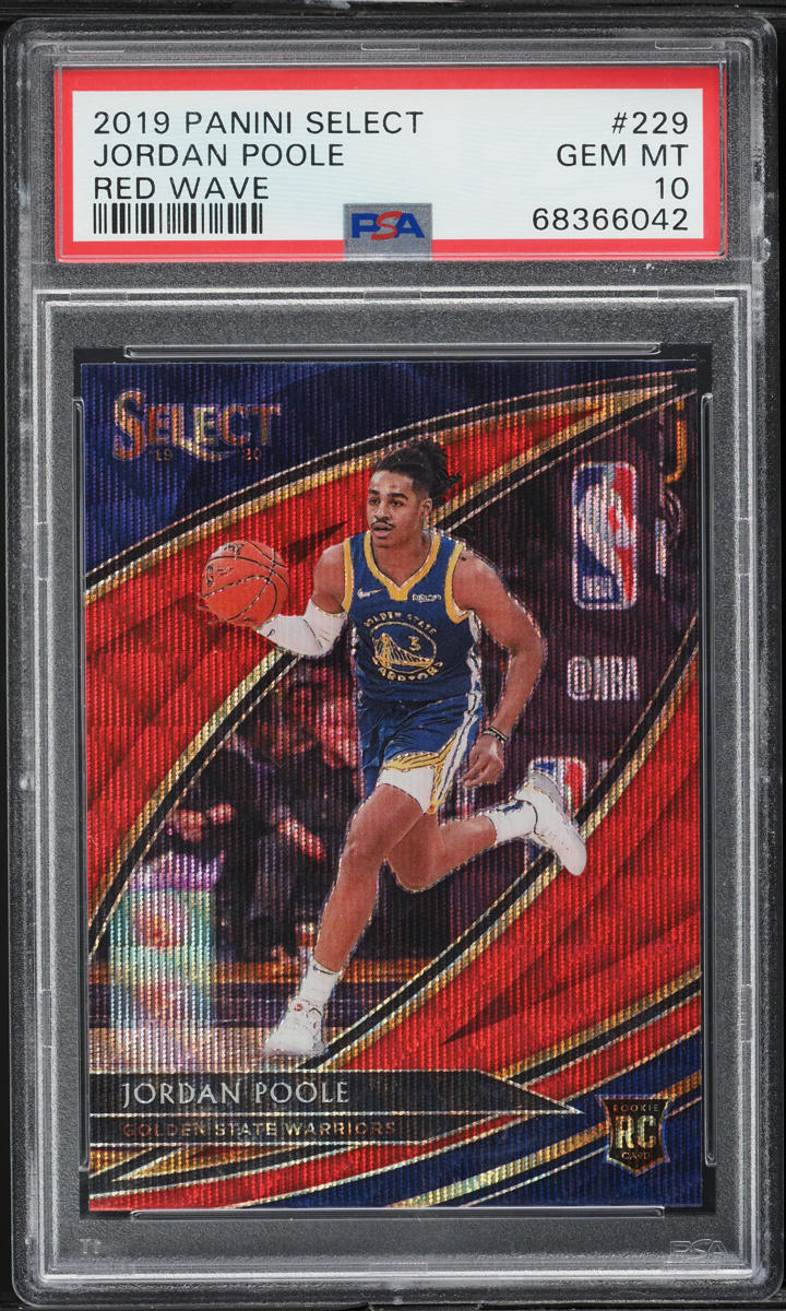 2019 Select Courtside Red Wave Prizm Jordan Poole ROOKIE #229 PSA 10 GEM MINT