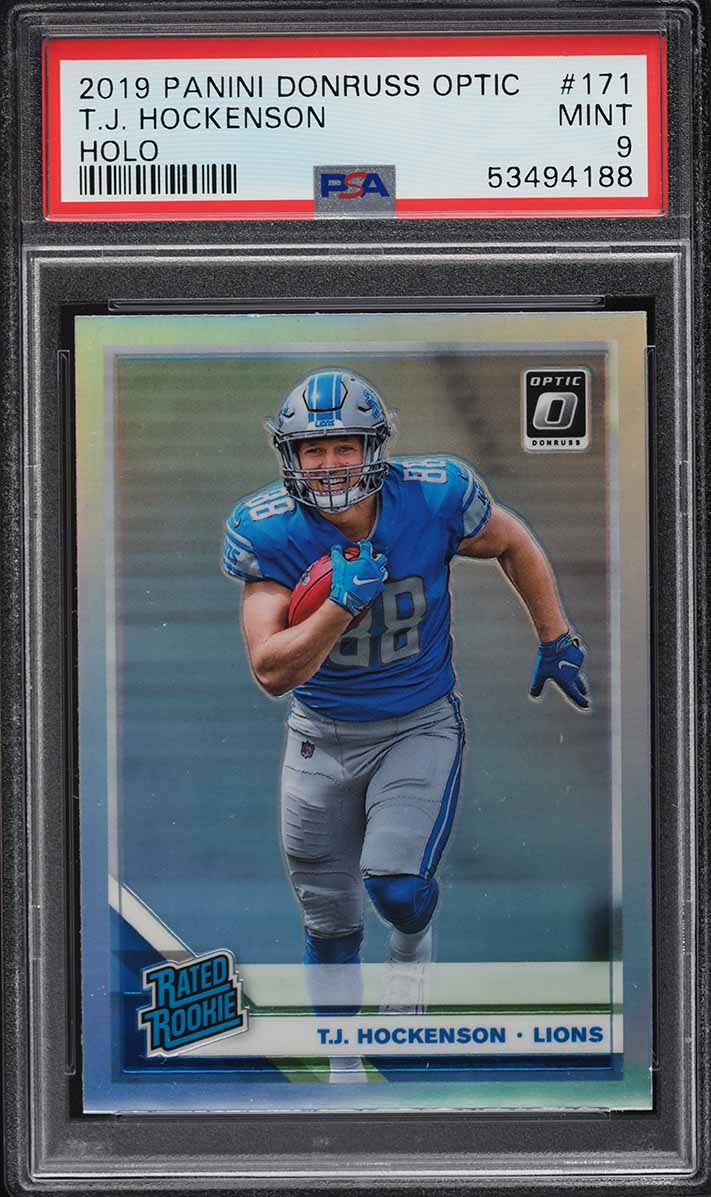 2019 Donruss Optic Holo T.J. Hockenson ROOKIE RC #171 PSA 9 MINT