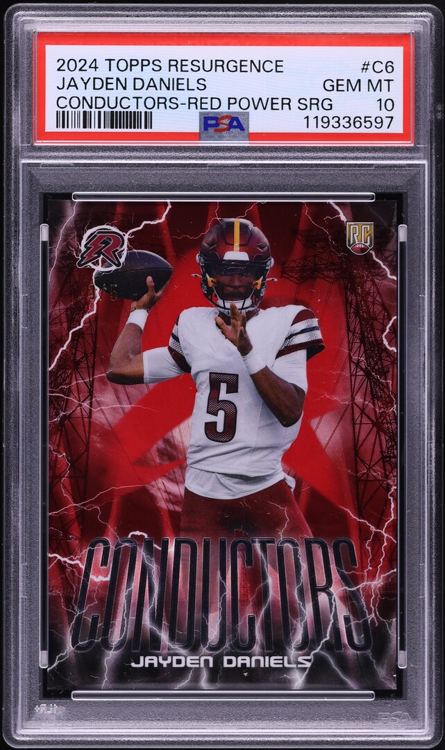 2024 Topps Resurgence Conductors Red Power Surge Jayden Daniels ROOKIE /5 PSA 10