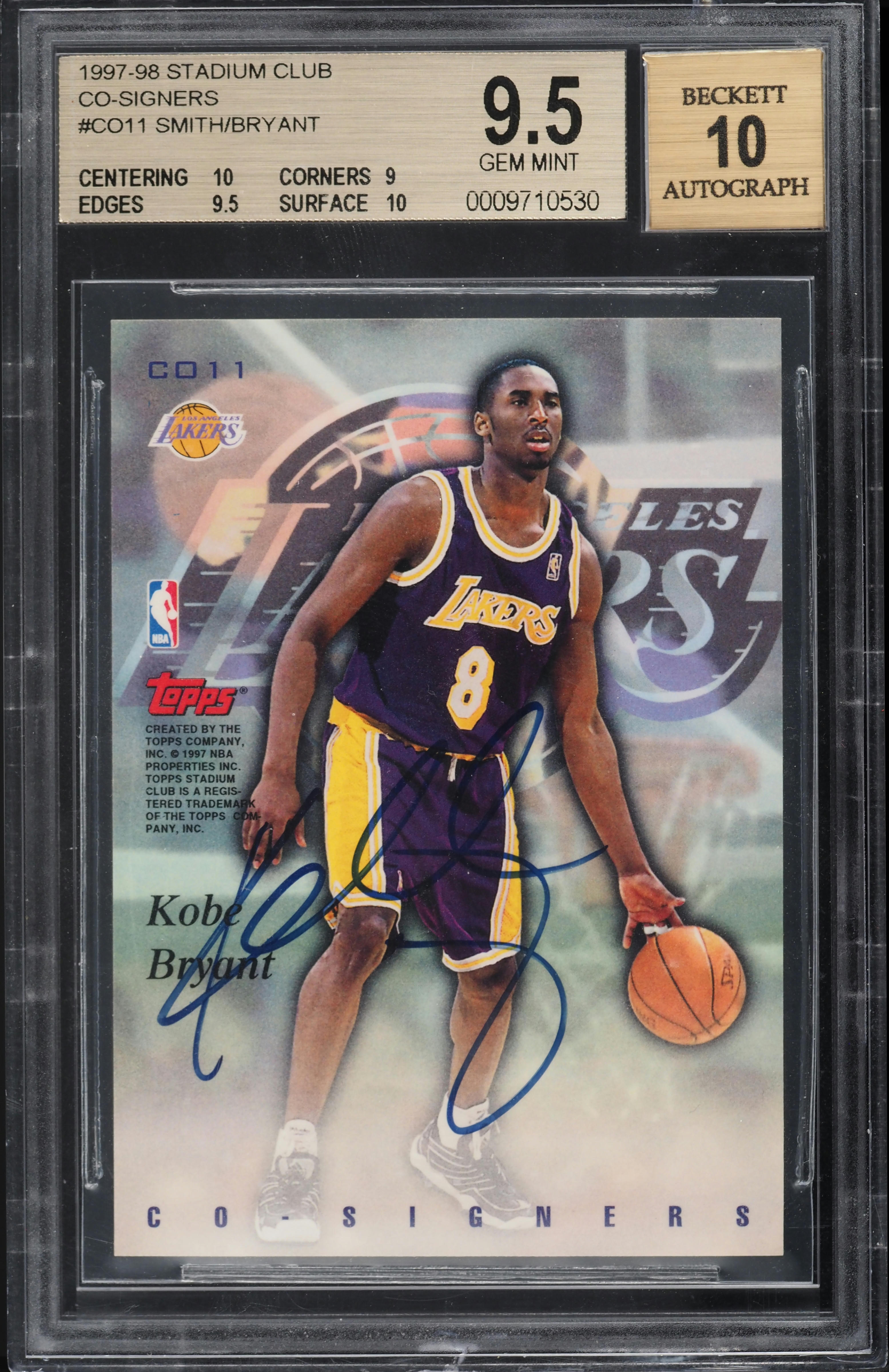 1997 Stadium Club Co-Signers Joe Smith Kobe Bryant AUTO #CO11 BGS
