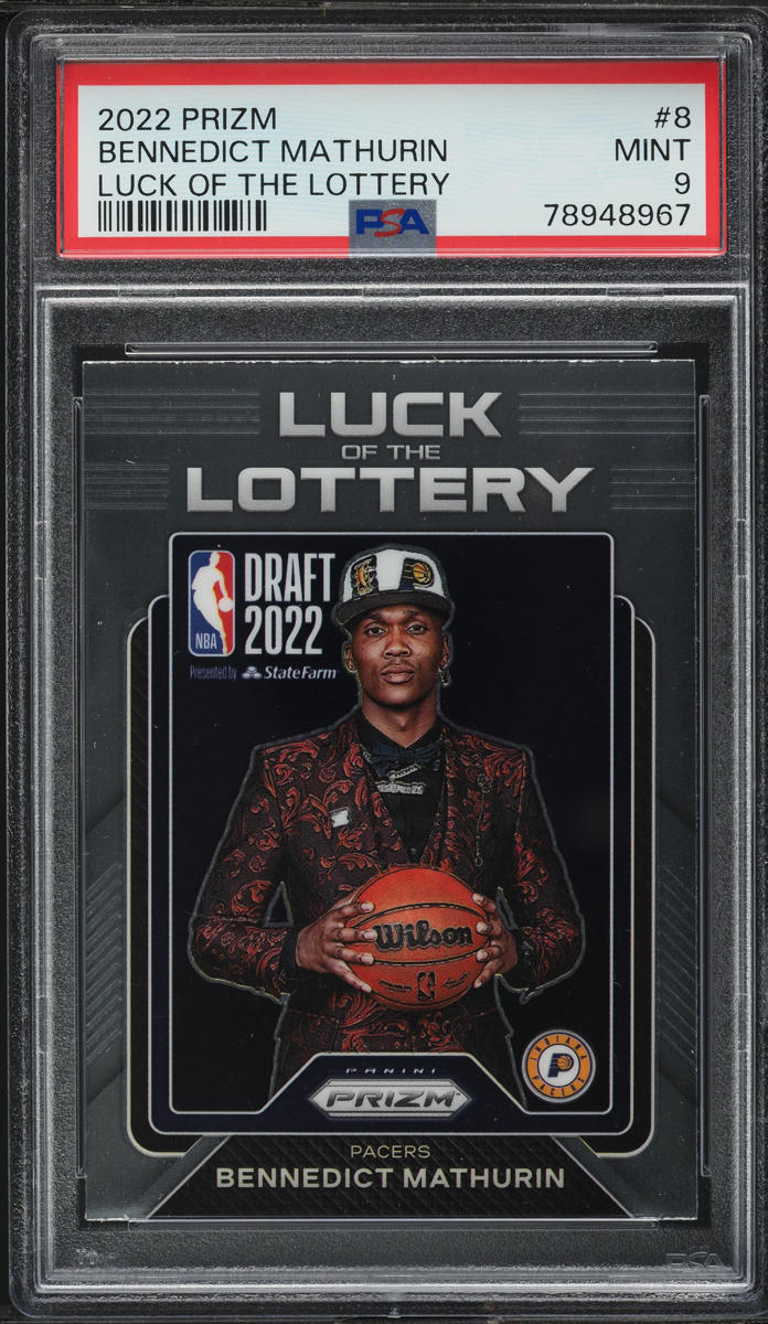 2022 Panini Prizm Luck Of The Lottery Bennedict Mathurin ROOKIE #8 PSA 9 MINT