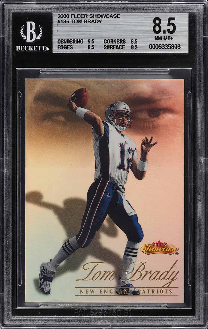 2000 Fleer Showcase Tom Brady ROOKIE RC /2000 #136 BGS 8.5 NM-MT+